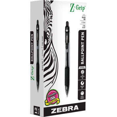 Zebra Z-Grip Retractable Ballpoint Pens, 1 Dozen, ZEB23910