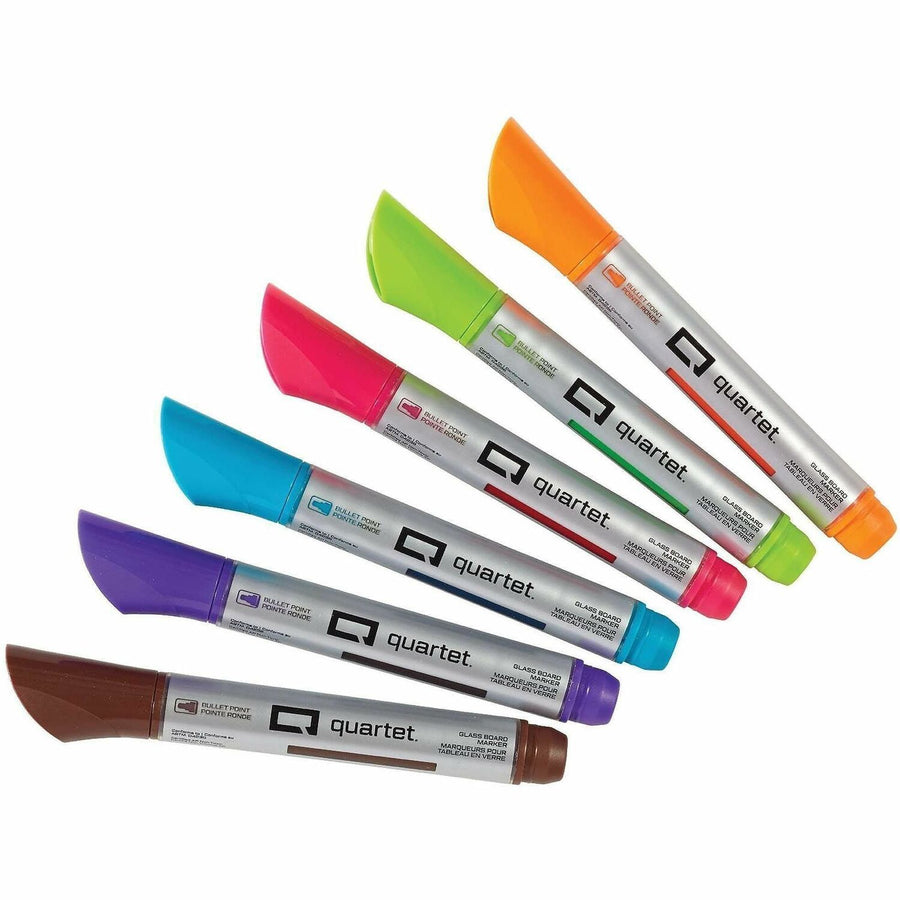 Quartet Premium Glass Board Dry-erase Markers, Brown, Visible Ink Supply, 6 / Pack, QRT79556