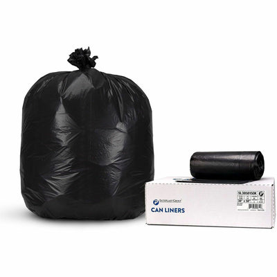 Inteplast LLDPE Can Liners, 1.5 mil, 38" x 58", Black, Pack Of 100 Liners, 1 Carton, IBSSL3858150K