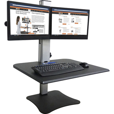 Victor DC350 Dual Monitor Sit-Stand Desk Converter, Aluminum, VCTDC350A