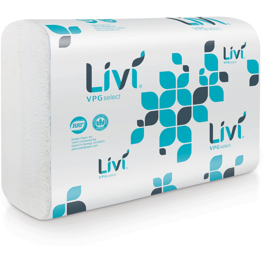 Livi 50861 - VPG Select Multifold Towel, White, Virgin Fiber, Embossed, 10 / Carton, SOL50861