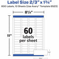 Avery Address Labels, Glossy White, 2/3" x 1-3/4", 600 Total (6523), 1 Carton, AVE06523