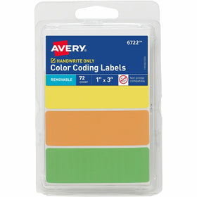 Avery Rectangular Removable Color Coding Labels on Small Sheets, Neon Green, 1 Carton, AVE06722