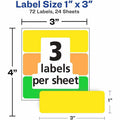 Avery Rectangular Removable Color Coding Labels on Small Sheets, Neon Green, 1 Carton, AVE06722
