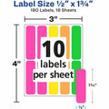 Avery Rectangular Removable Color Coding Labels on Small Sheets, Neon Green, 1 Carton, AVE06724