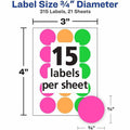 Avery 3/4" Round Removable Color Coding Labels - Handwrite Only, Assorted, 1 Carton, AVE06733
