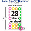 Avery Reinforcement Stickers, 1/4", Neon, 924 Total (6750), Assorted, 1 Carton, AVE06750