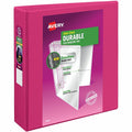 Avery Durable View 3 Ring Binder, 2" Slant Rings, 1 Pink Binder (17836), 8 1/2" Width x 11" Length, 6 / Carton, AVE17836