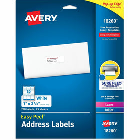 Avery Easy Peal Sure Feed Address Labels, Matte, 5 / Carton, AVE18260