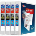 Avery Heavy-Duty View Binders, 1" One Touch Slant Rings, 4 White Binders, 8 1/2" Width x 11" Length, AVE79780