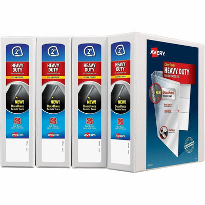 Avery Heavy-Duty View 3 Ring Binders, 2" One Touch Slant Rings, 4 White Binders ), 8 1/2" Width x 11" Length, 4 Each — view 1