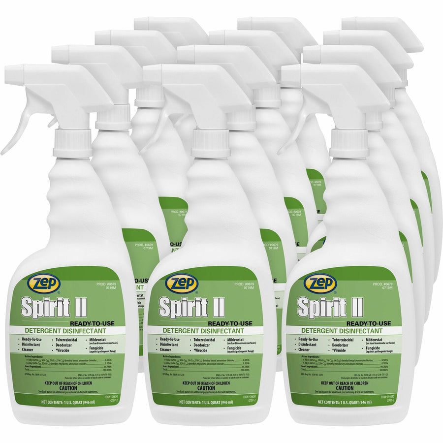 Zep Spirit II Detergent Disinfectant, Clear, Deodorant, 12 / Carton, ZPE67909