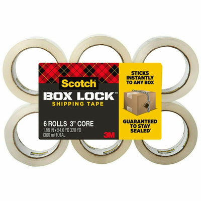3M Scotch Box Lock Packaging Tape Refill, Clear, 6 / Pack, MMM39506
