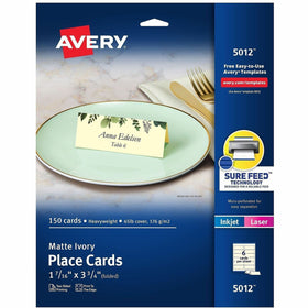 Avery Ivory Matte 2-sided Place Cards, 1 Carton, AVE05012