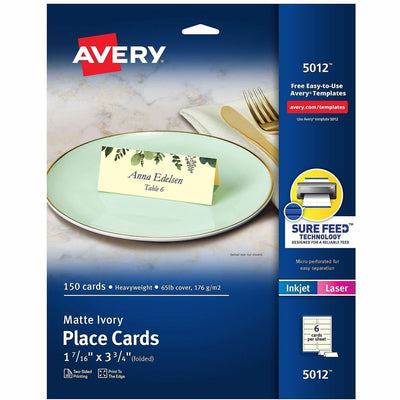 Avery Ivory Matte 2-sided Place Cards, 1 Carton, AVE05012