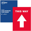 Avery THIS WAY Social Distancing Floor Decals, White, 1 Pack, AVE83091
