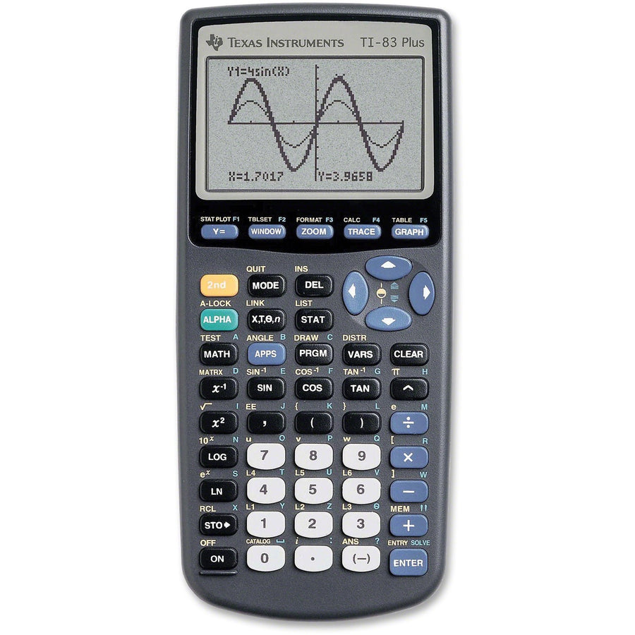Texas Instruments TI83 Plus Graphing Calculator, 3.5" x 7.3", Black, TEXTI-83PLUS