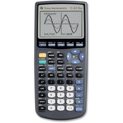 Texas TI83 Plus Graphing Calculator, Black, TEXTI83PLUS