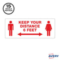 Avery Surface Safe KEEP YOUR DISTANCE Decals, Red, 1 Pack, AVE83079