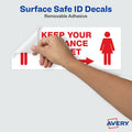 Avery Surface Safe KEEP YOUR DISTANCE Decals, Red, 1 Pack, AVE83079