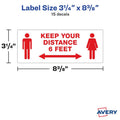 Avery Surface Safe KEEP YOUR DISTANCE Decals, Red, 1 Pack, AVE83079