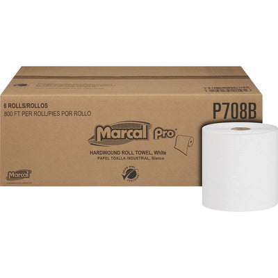 Marcal Hardwound Roll Towel, White, 1 Carton, MRCP708B