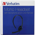 Verbatim America Mono Headset with Microphone and In-Line Remote, VER70722
