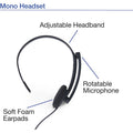 Verbatim America Mono Headset with Microphone and In-Line Remote, VER70722