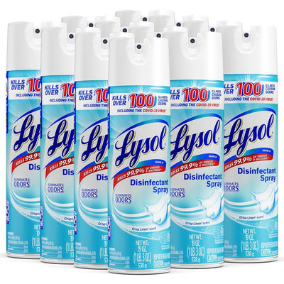 Reckitt Benckiser plc Lysol Crisp Linen Disinfectant Spray, Clear, 12 / Carton, RAC79329CT