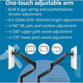 Kensington Computer SmartFit Mounting Arm for Monitor, Curved Screen Display, Flat Panel Display - Black - Landscape/Portrait, KMW59600