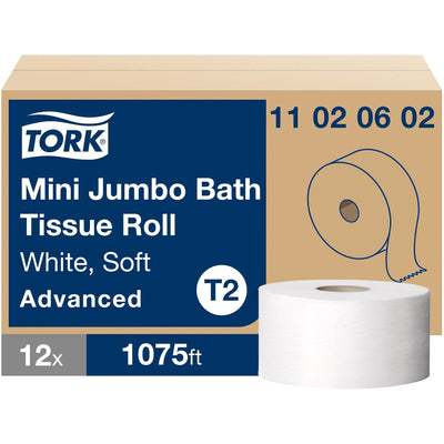 Essity Hygiene and Health AB TORK Soft Mini Jumbo Toilet Paper Roll White T2, 12 / Roll, TRK11020602