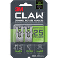 3M CLAW Drywall Picture Hanger, Gray, 4 / Pack, MMM3PH25M4ES