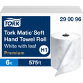 Essity Hygiene and Health AB TORK Matic Soft Hand Towel Roll White with Blue Leaf H1, 6 Roll, TRK290096
