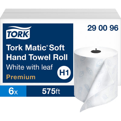 Essity Hygiene and Health AB TORK Matic Soft Hand Towel Roll White with Blue Leaf H1, 6 Roll, TRK290096