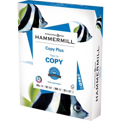International Paper Company Hammermill Copy Plus Paper - White, 8 1/2" x 11", 5 / Carton, HAM105650