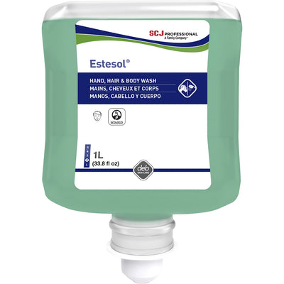 S. C. Johnson & Son SC Johnson Estesol Hand, Hair & Body Cleaner, Blue, 6 / Carton, SJNHAB1L