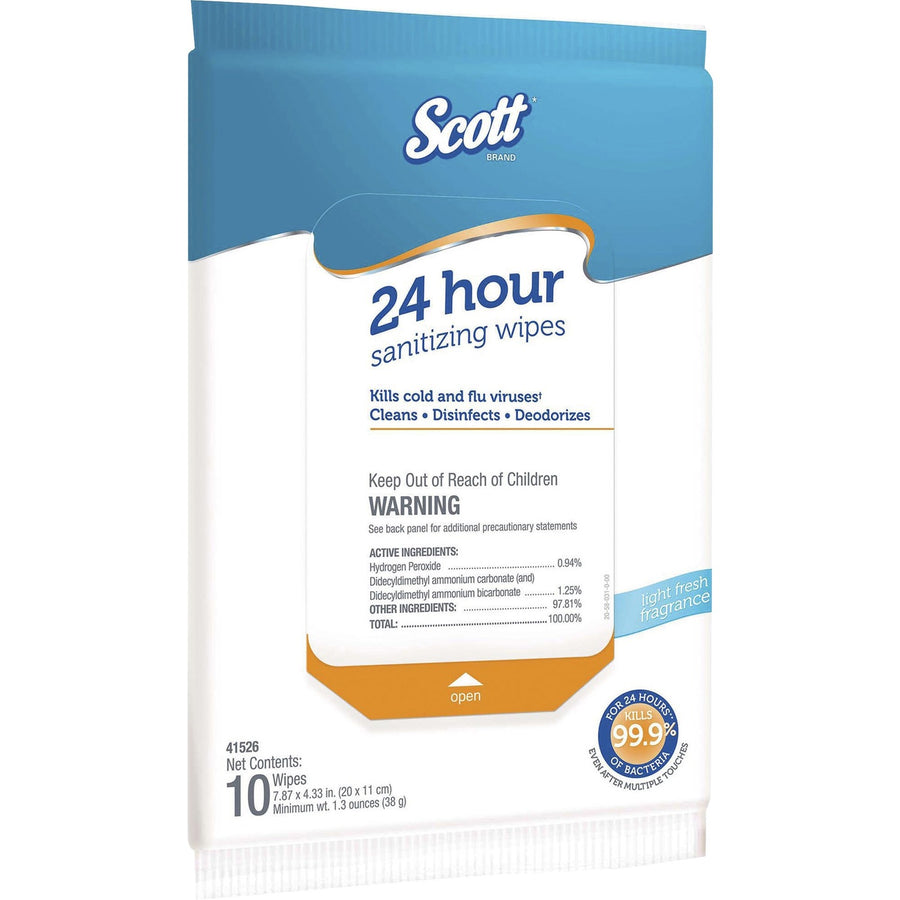 Scott 24 Hour Sanitizing Wipes, White, Rinse-free, 1 Carton, KCC41526