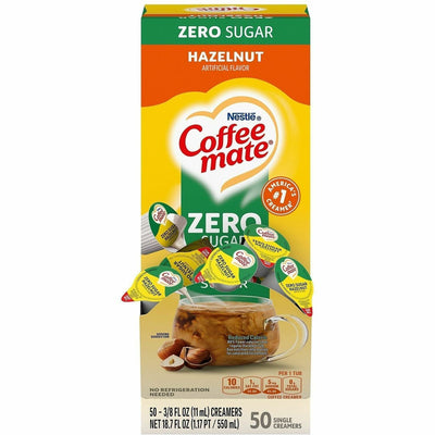 Nestle Professional Coffee mate Sugar-Free Hazelnut Nondairy Liquid Creamer Singles, 50 / Box, NES98468