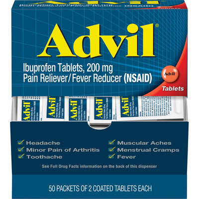 GlaxoSmithKline plc Advil Ibuprofen Tablets, Blue, 1 Box, GKC15489
