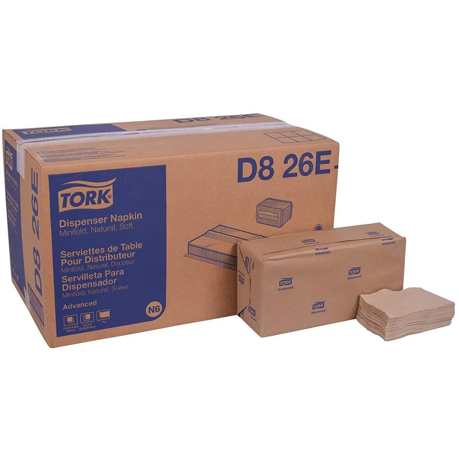 TORK Advanced Soft Minifold Dispenser Napkin, Natural, Fiber, 12 / Carton, TRKD826E