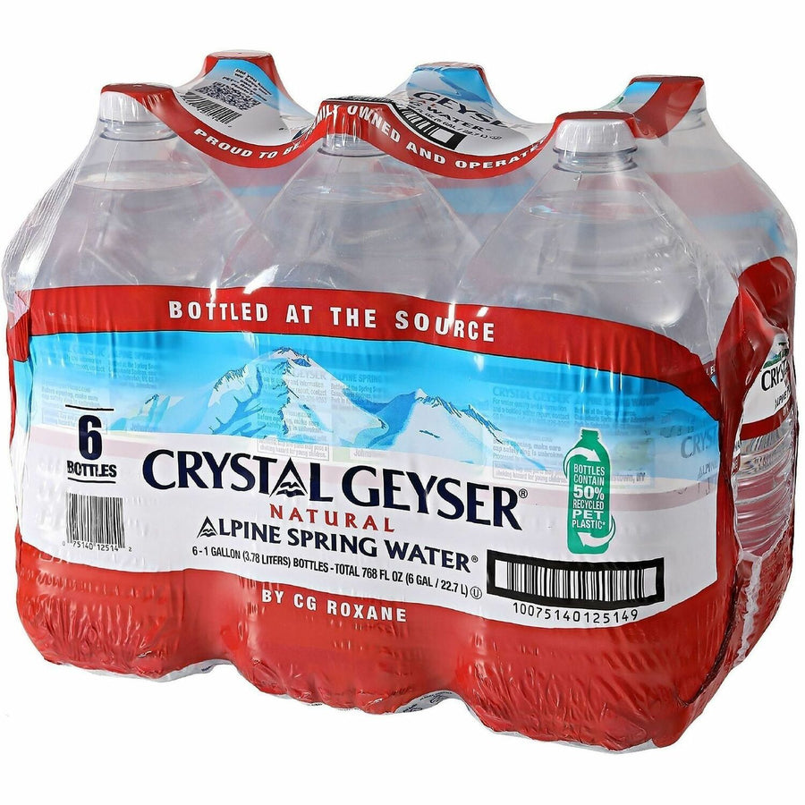 Crystal Geyser Natural Alpine Spring Water, 6 / Carton, CGW12514