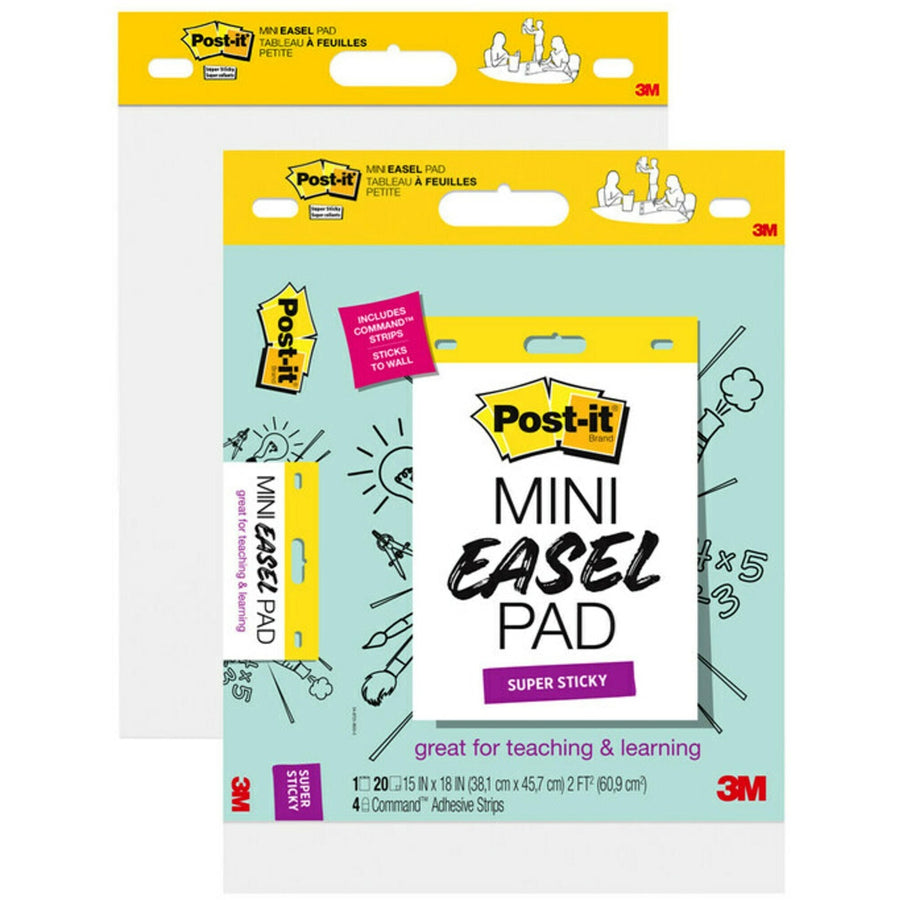 Post-it® Super Sticky Mini Easel Pad, Stapled, 20, 2 / Pack, MMM577SS2PK
