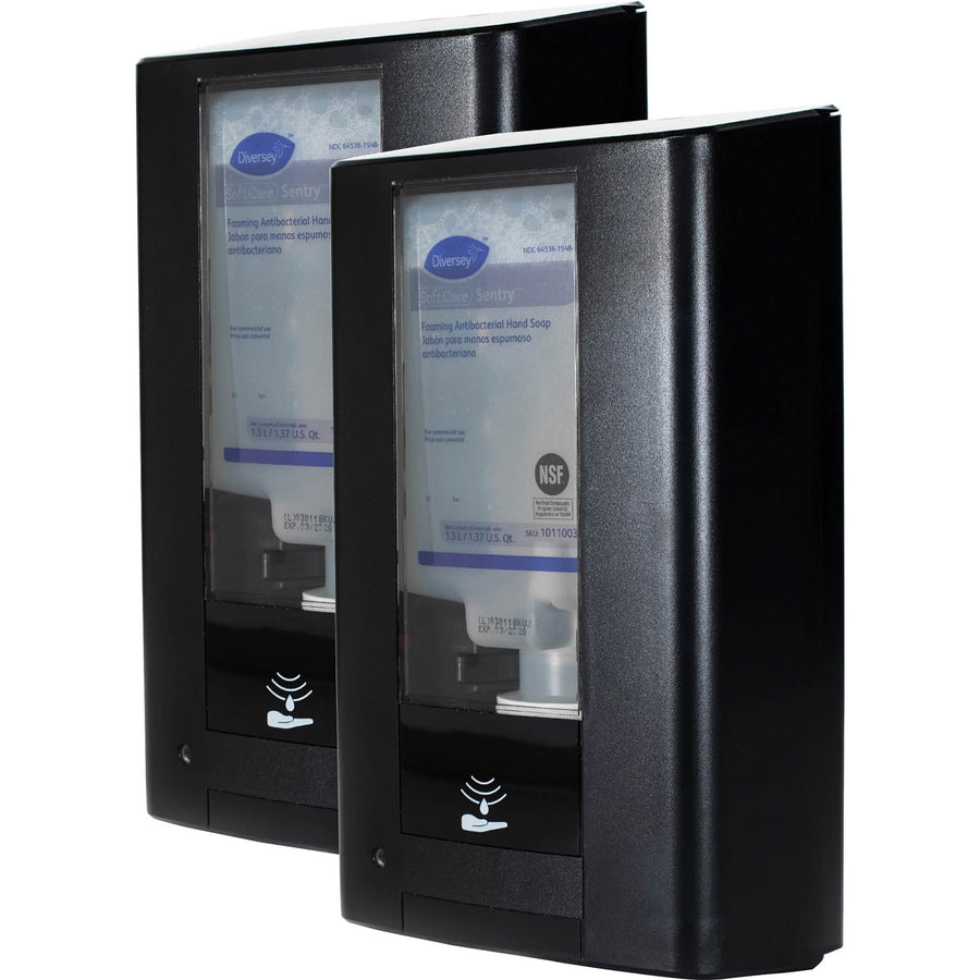 Diversey IntelliCare Hybrid Dispenser, Black, ABS Plastic, 1.37 quart, Refillable, 2 / Carton, DVOD6205550CT
