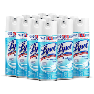 Reckitt Benckiser plc Lysol Crisp Linen Disinfectant Spray, Clear, 12 / Carton, RAC74186CT