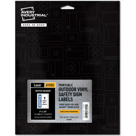 Avery NOTICE Header Self-Adhesive Outdoor Sign, White, 1 Pack, AVE61555