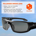 Tenacious Holdings Ergodyne Polarized Smoke Safety Glasses, EGO50031