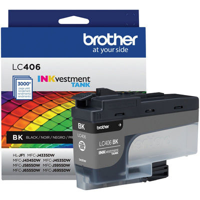 Brother INKvestment LC406BK Original Standard Yield Inkjet Ink Cartridge - Single Pack - Black -, BRTLC406BKS