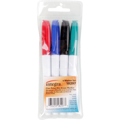 Integra Dry-Erase Markers, 4 / Set, ITA18297