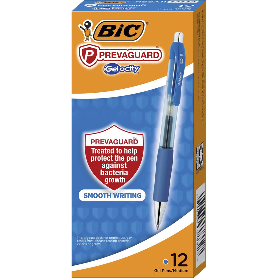 BIC PrevaGuard Gel-ocity Gel Pen, Blue, Plastic, 1 Dozen, BICRGGA11BE