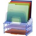 Officemate 23211 Blue Glacier Large Incline Sorter with 2 Letter Trays, Transparent Blue, OIC23211